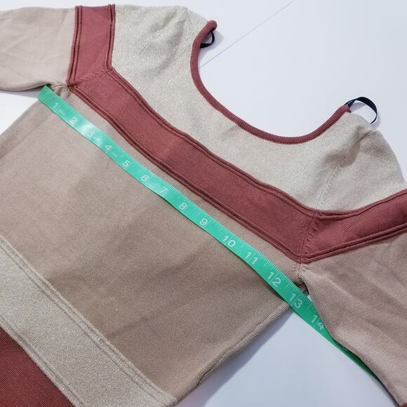 Bebe Shimmer Striped Knit Bodycon Mini Dress - Picture 5 of 11